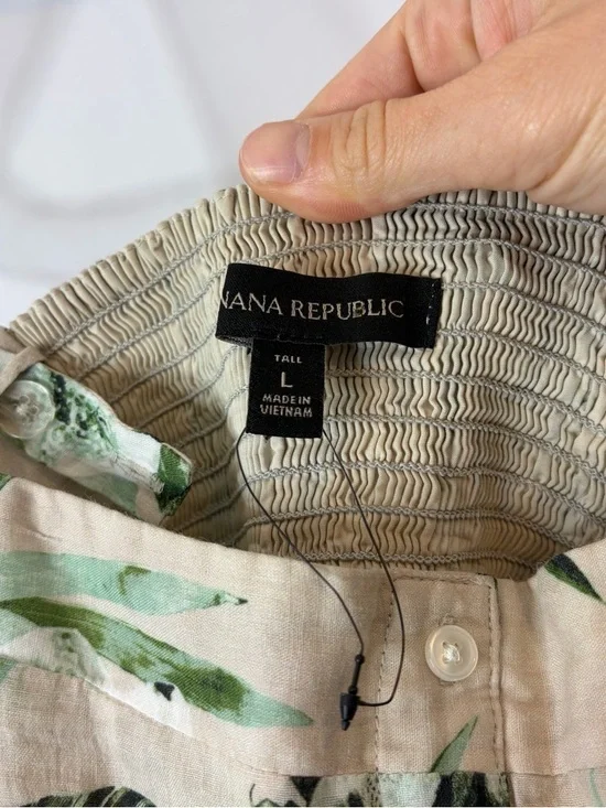 Banana Republic Maxi Dress with Green and Black Botanical Leaf Print Large Tall - Picture 5 of 10